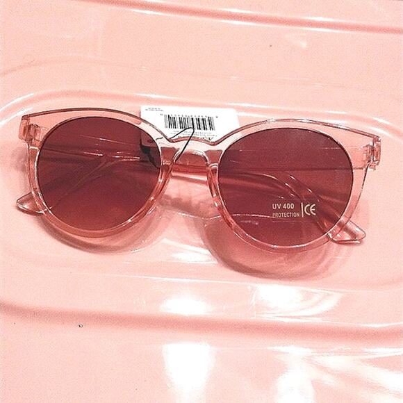 Pink Translucent ROUND Frames Sunglasses Barbiecore Feminine Spring Summer Glam - Picture 2 of 6